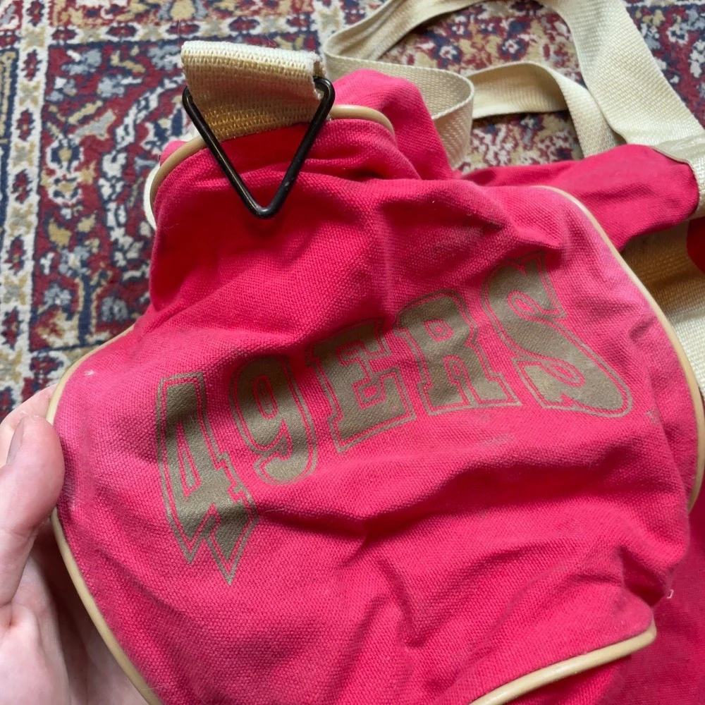 VTG 70s 80s San Francisco 49ers NFL Team Gear Duffel Bag Red Gold‎ Light Strap